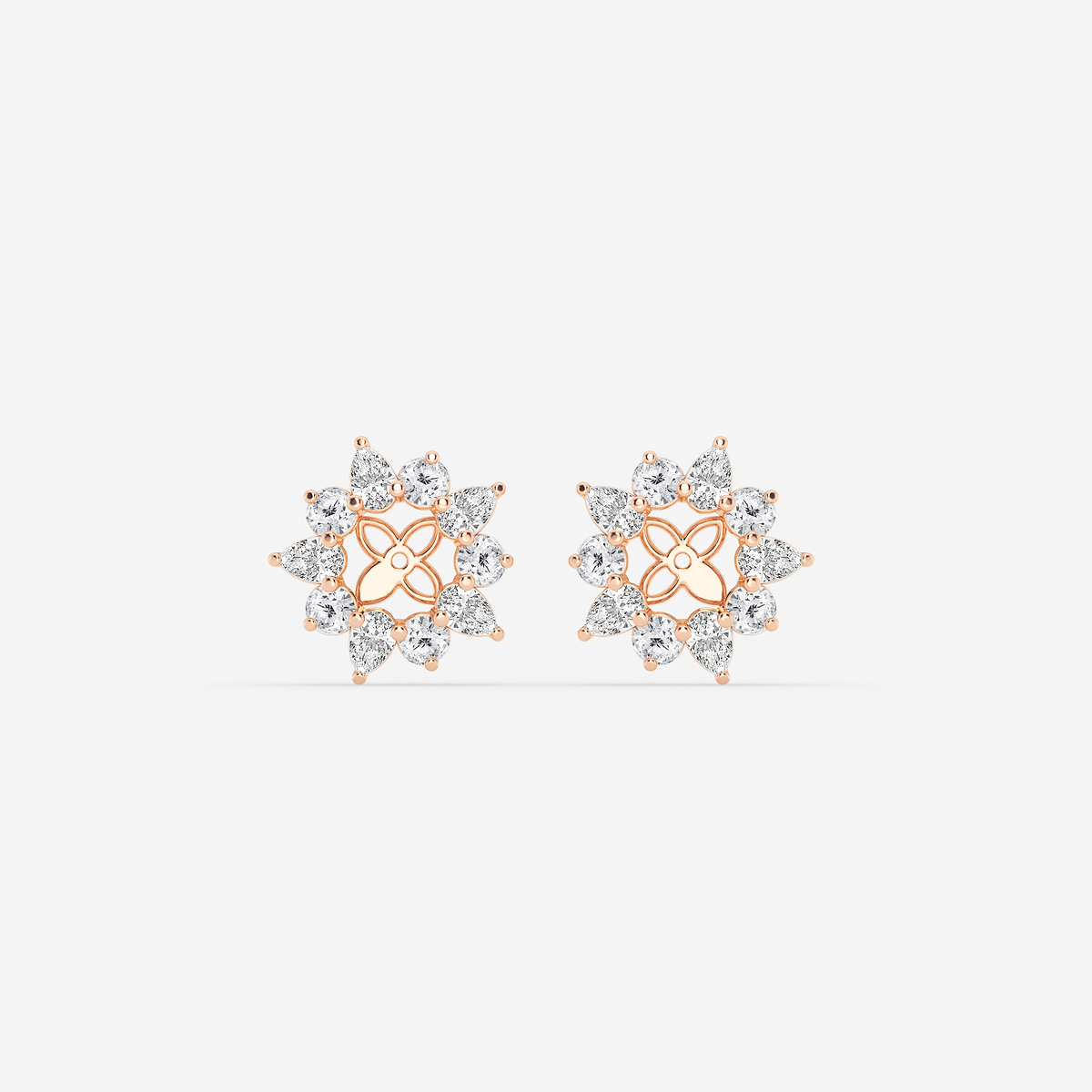 3/4 ctw Round and Pear Lab Grown Diamond Alternating Halo Earring Jackets