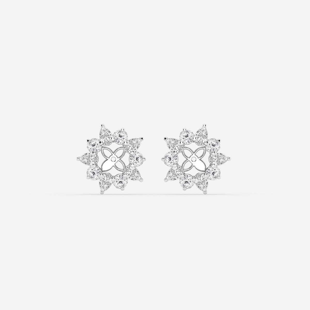 3/4 ctw Round and Pear Lab Grown Diamond Alternating Halo Earring Jackets