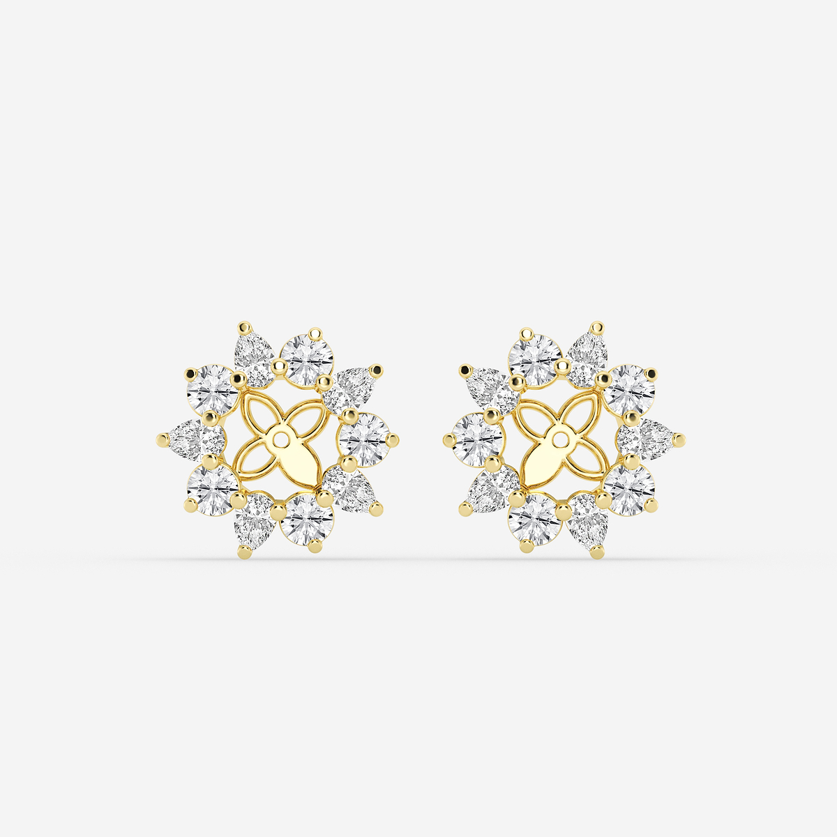 1 1/4 ctw Round and Pear Lab Grown Diamond Alternating Halo Earring Jackets