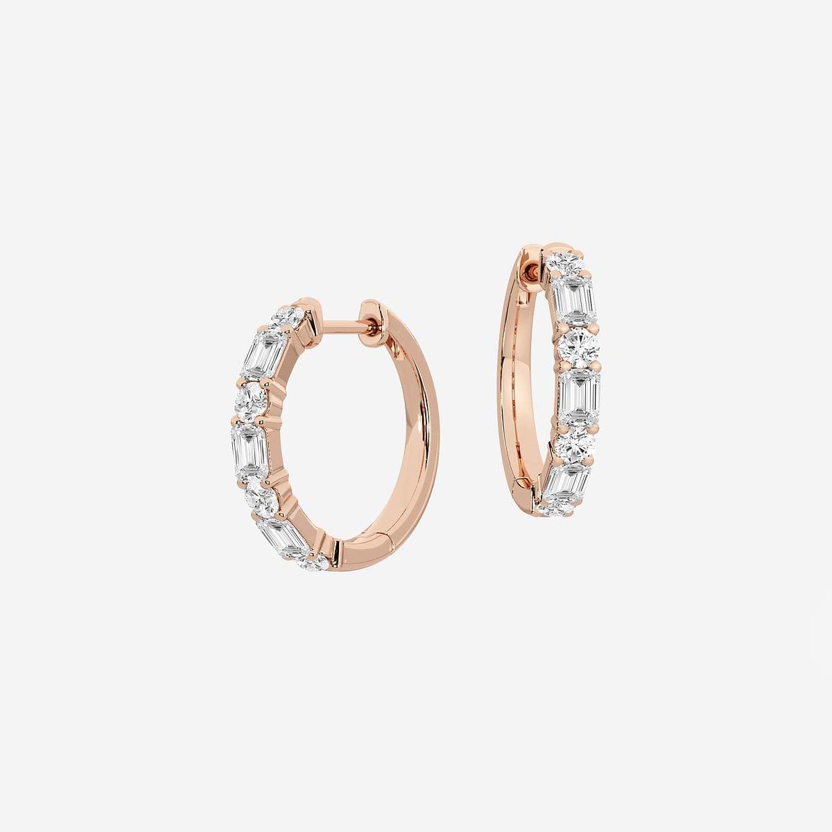 1 1/3 ctw Mixed Lab Grown Diamond Hoop Earrings