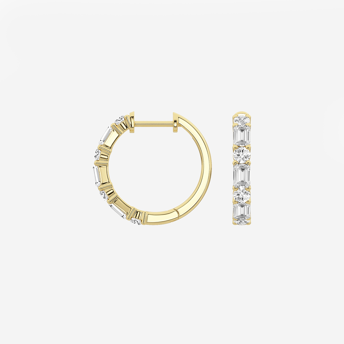 Additional Image 1 for  1 1/3 ctw Multi-Shape Lab Grown Diamond Hoop Earrings