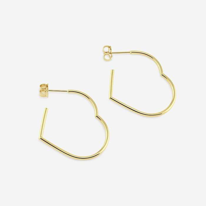 Plain Round Open Heart Hoop Earrings