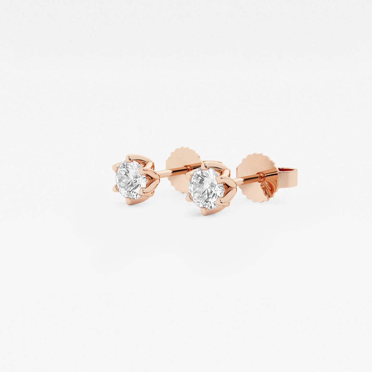 Additional Image 1 for  1/2 ctw Round Lab Grown Diamond Six Prong Flower Petal Solitaire Stud Earrings