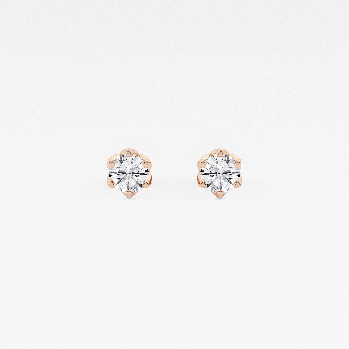 1/2 ctw Round Lab Grown Diamond Six Prong Flower Petal Solitaire Stud Earrings