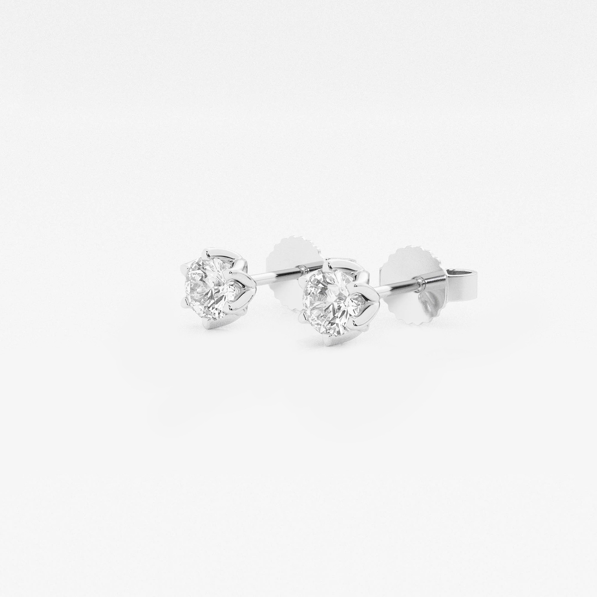 Additional Image 1 for  1/2 ctw Round Lab Grown Diamond Six Prong Flower Petal Solitaire Stud Earrings