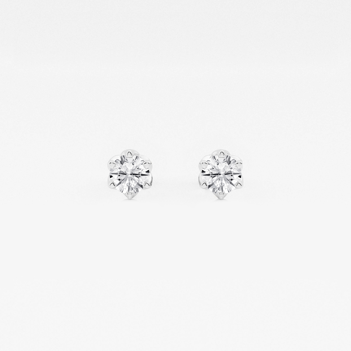 1/2 ctw Round Lab Grown Diamond Six Prong Flower Petal Solitaire Stud Earrings