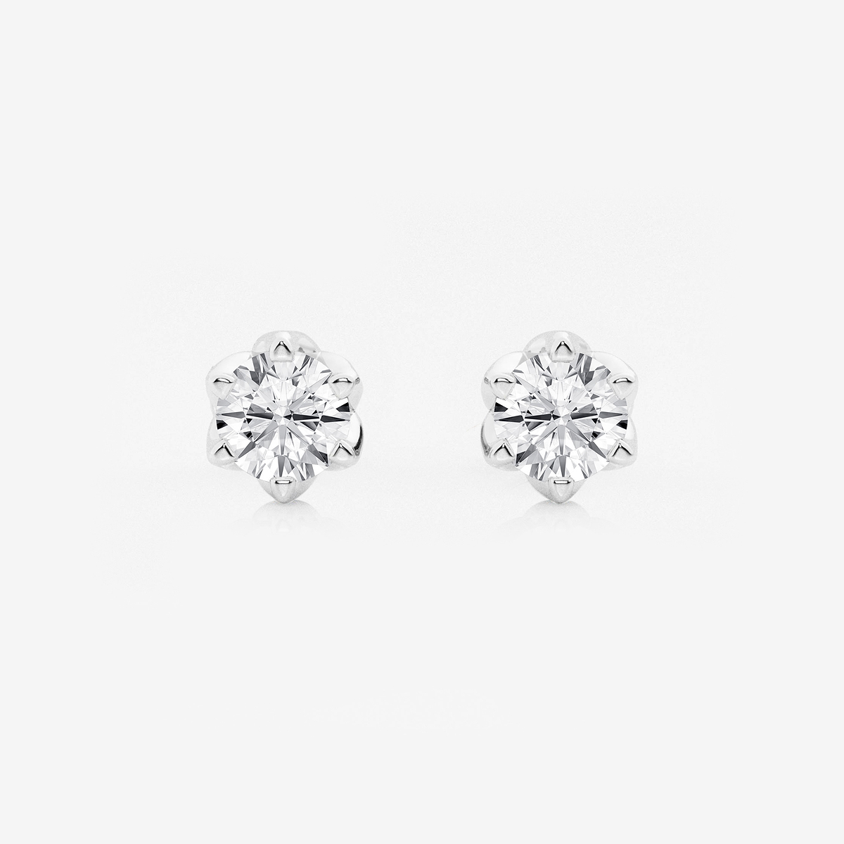 1 1/2 ctw Round Lab Grown Diamond Six Prong Flower Petal Solitaire Stud Earrings