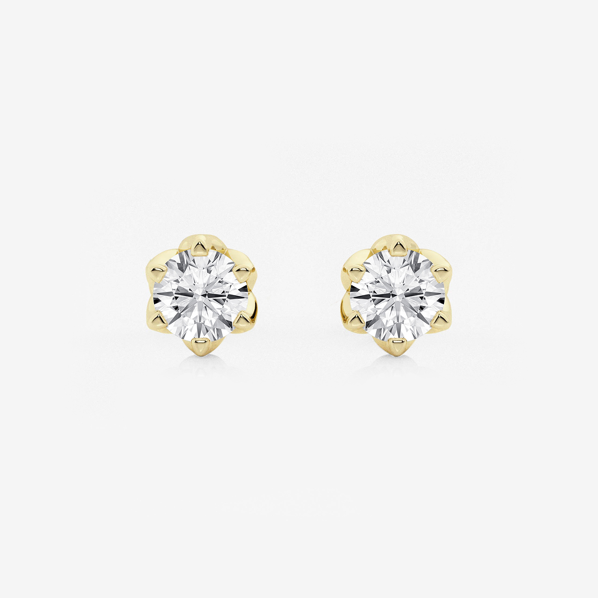 1 1/2 ctw Round Lab Grown Diamond Six Prong Flower Petal Solitaire Stud Earrings