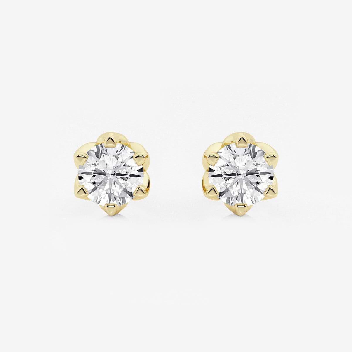 2 ctw Round Lab Grown Diamond Six Prong Flower Petal Solitaire Stud Earrings