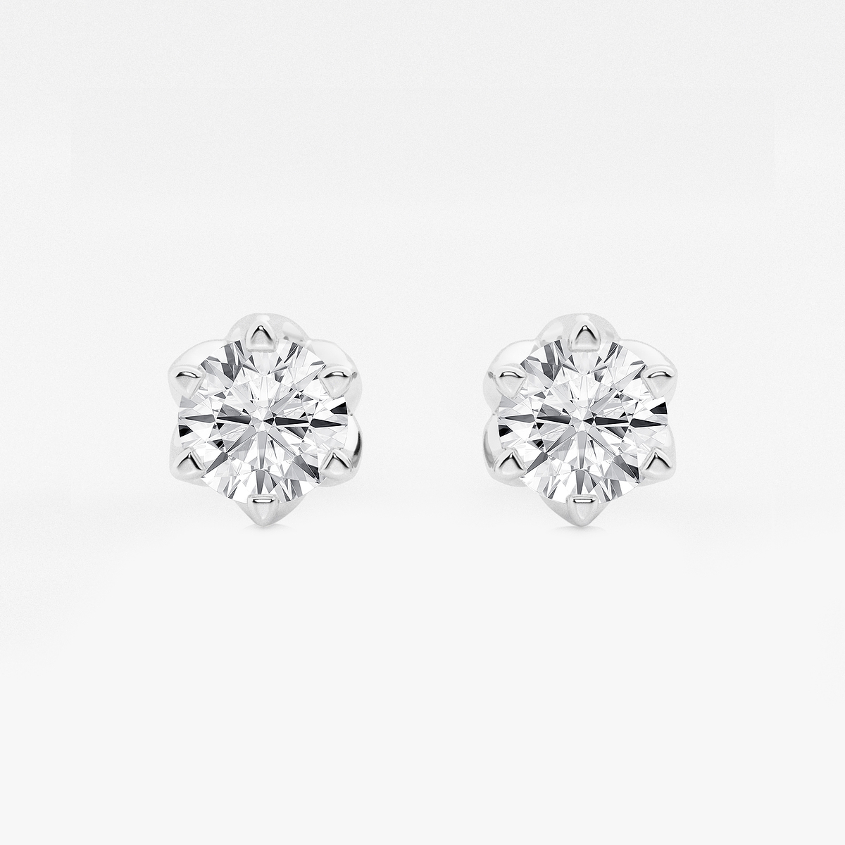 ctw Round Lab Grown Diamond Six Prong Flower Petal Solitaire