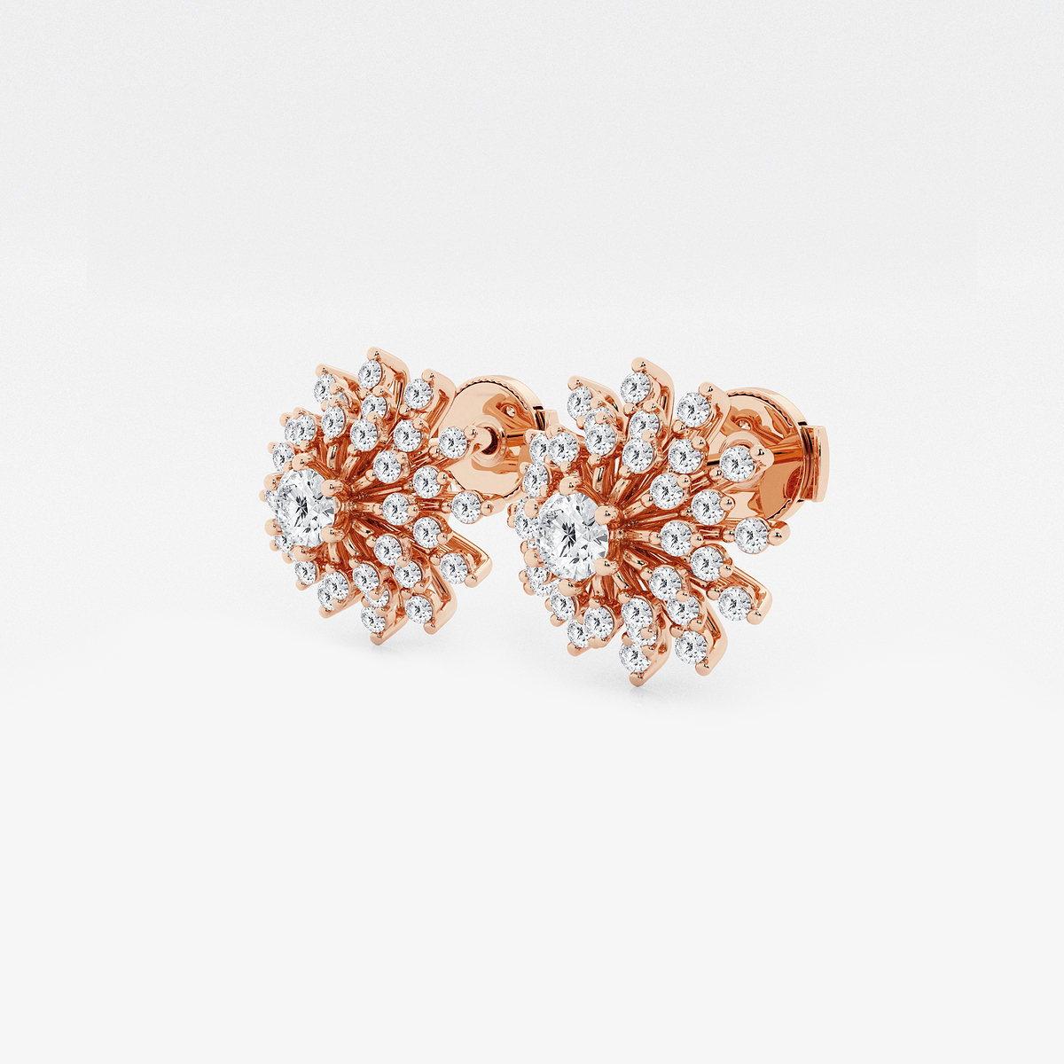 Additional Image 1 for  1 ctw Round Lab Grown Diamond Sunburst Earrings