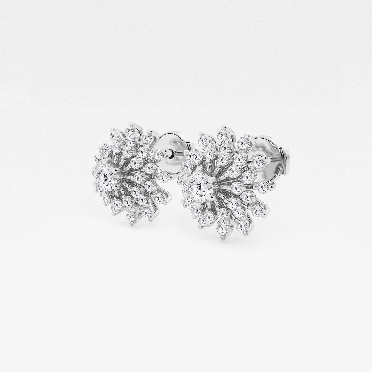 Additional Image 1 for  1 ctw Round Lab Grown Diamond Sunburst Earrings
