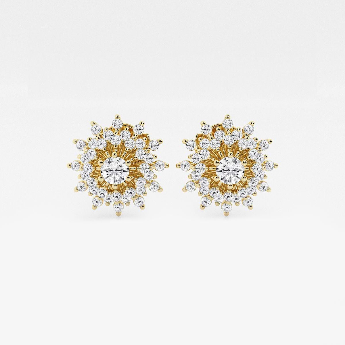1 ctw Round Lab Grown Diamond Sunburst Fashion Earrings