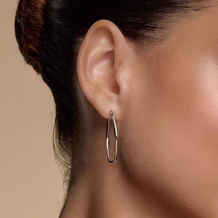 Self Twist Oval Hoop Earrings