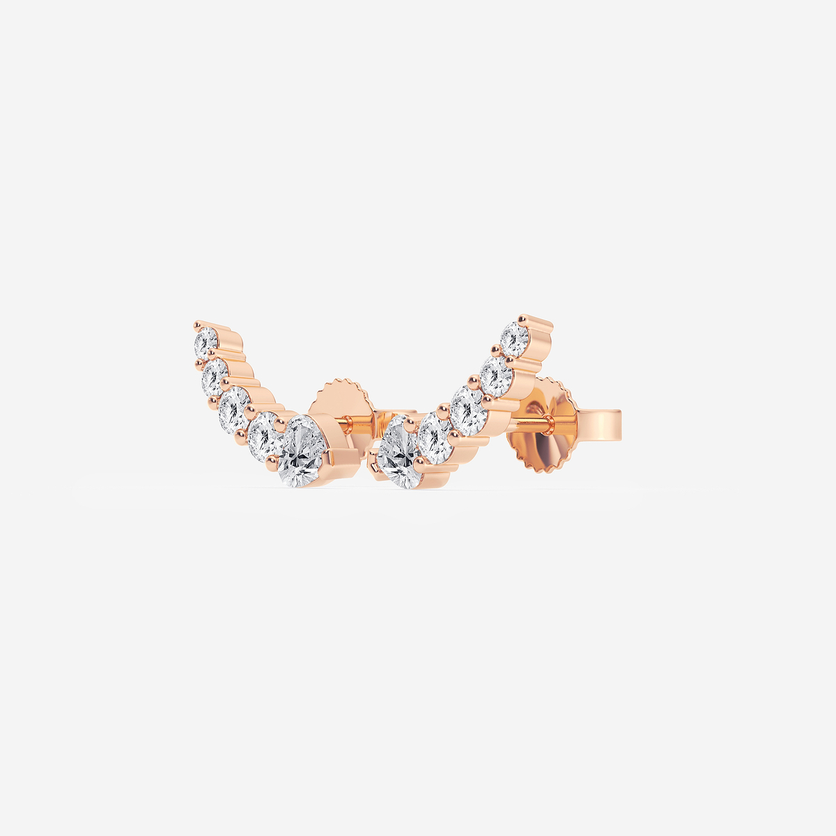Additional Image 1 for  5/8 ctw Heart Lab Grown Diamond Petite Ear Climber Earrings