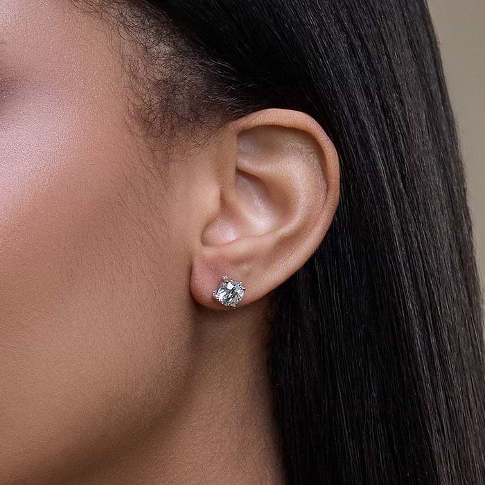 Round Side Stone Stud Earrings