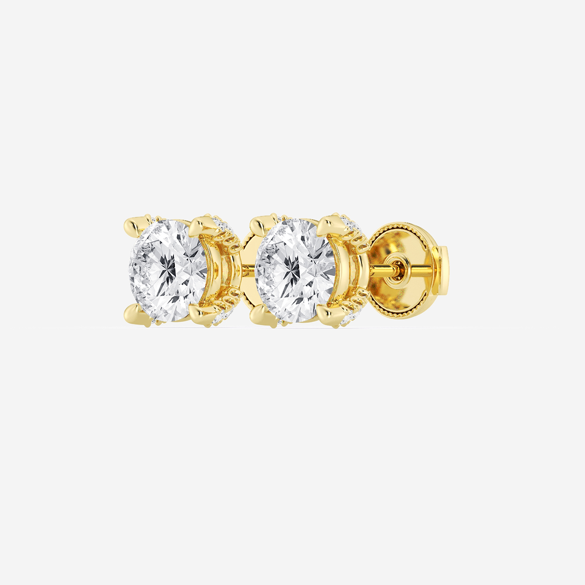 Additional Image 1 for  2 1/8 ctw Round Lab Grown Diamond Side Stone Stud Earrings