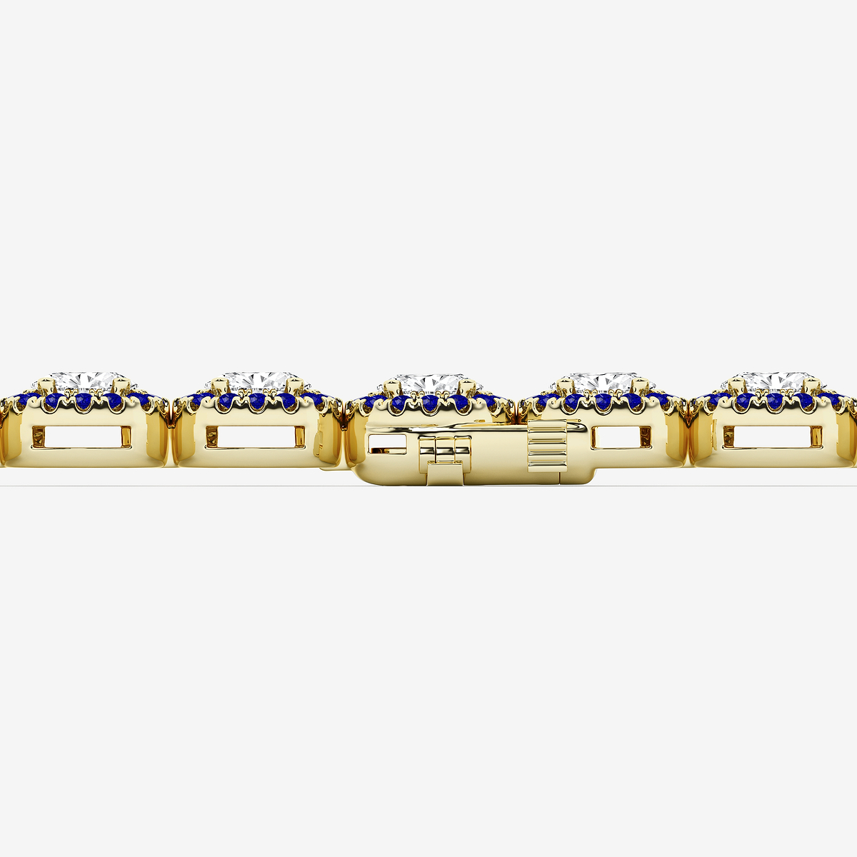 Additional Image 2 for  4 3/4 ctw Oval Lab Grown Diamond and Round Created Sapphire Halo Statement Bracelet - 7 Inches