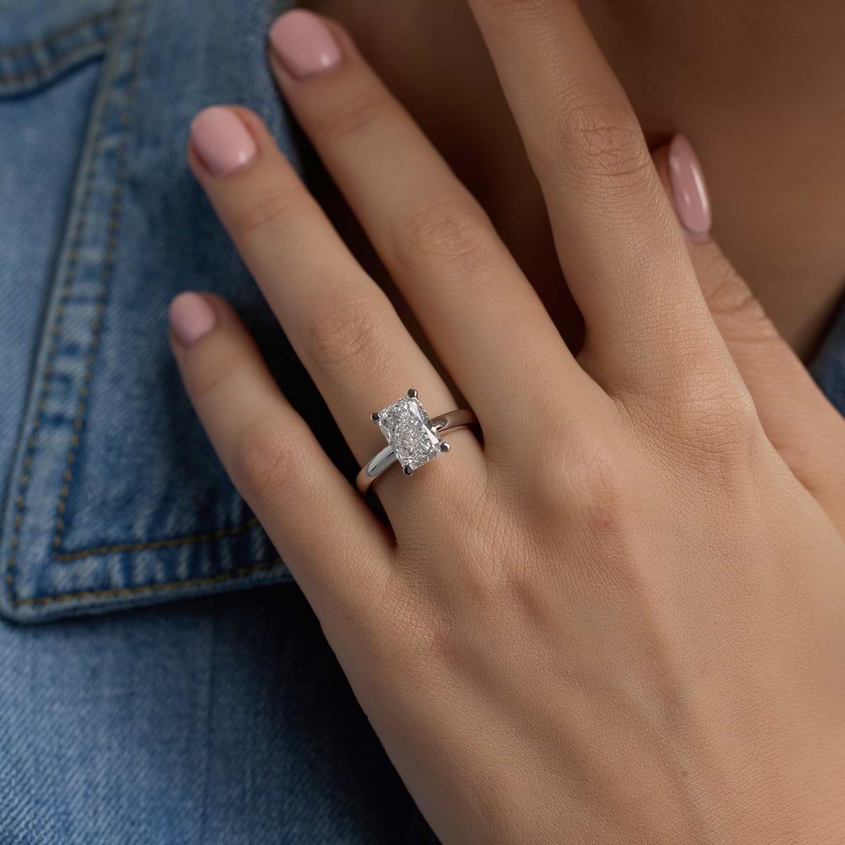 3 ctw Radiant Lab Grown Diamond Solitaire Engagement Ring