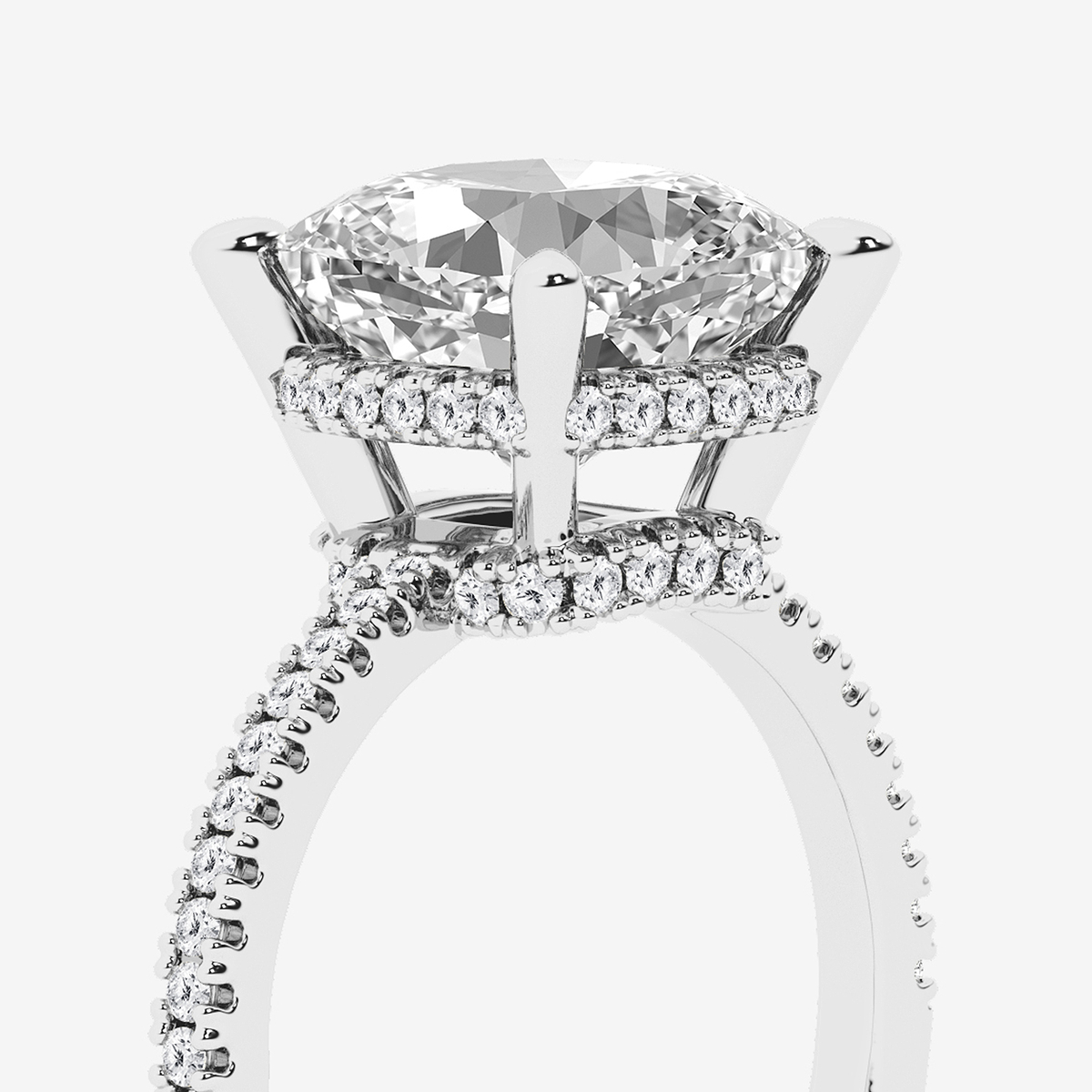 Additional Image 2 for  4 1/3 ctw Cushion Lab Grown Diamond Side Stone Engagement Ring