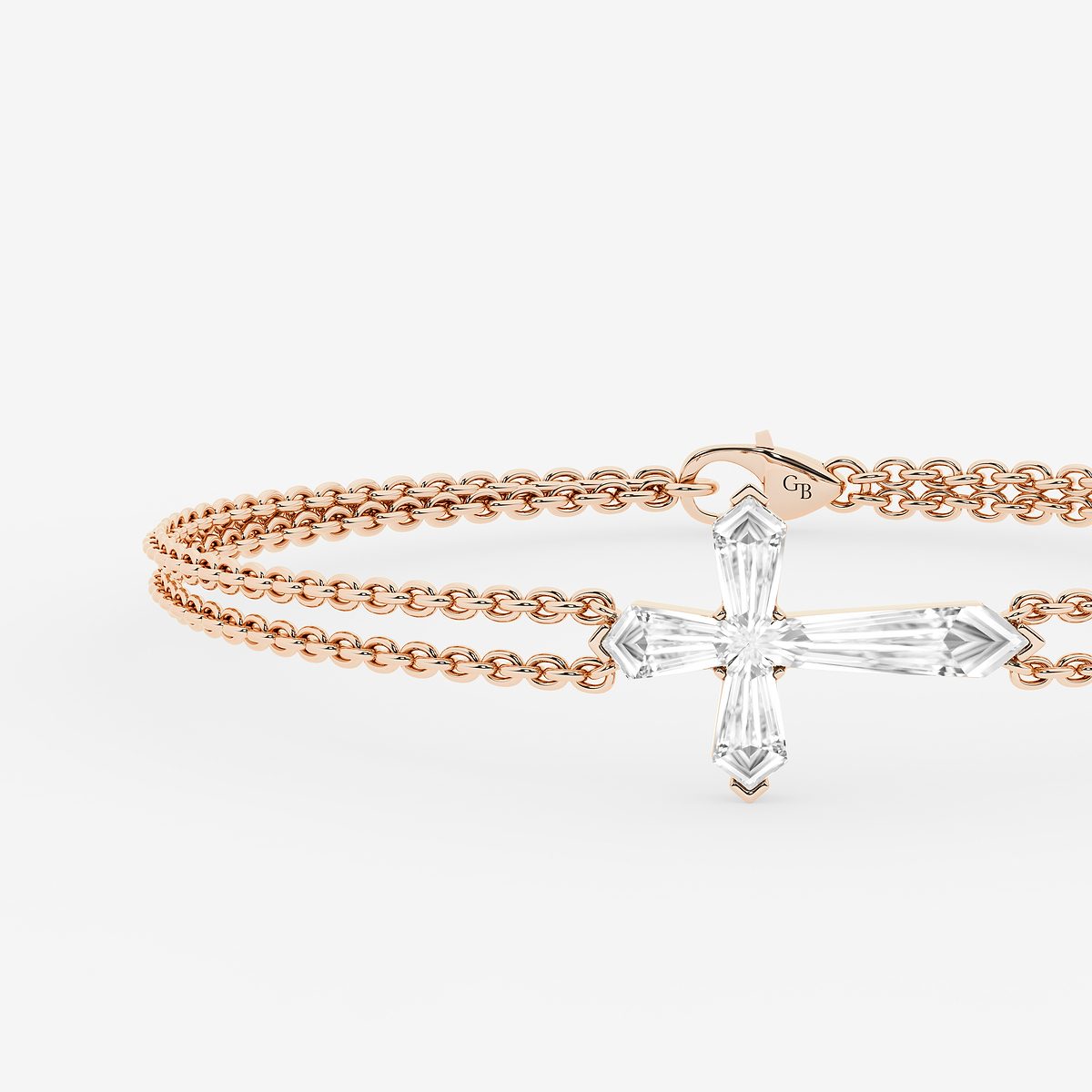 Additional Image 1 for  1 2/3 ctw Shield Lab Grown Diamond Cross Double Chain Bracelet - 7 Inches