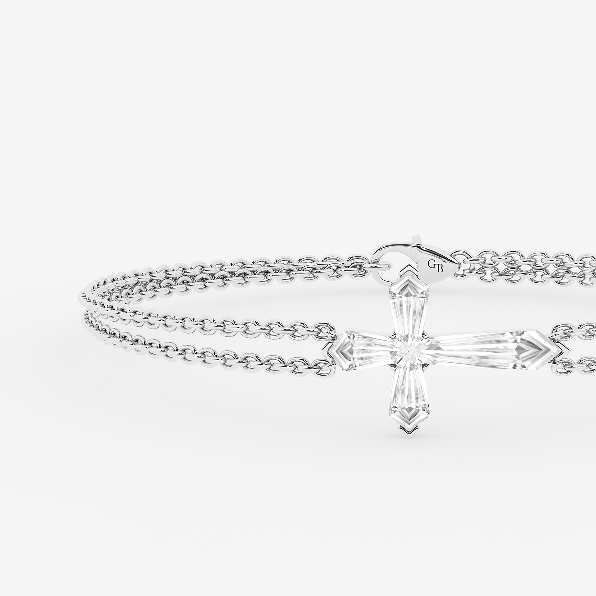 Additional Image 1 for  1 2/3 ctw Shield Lab Grown Diamond Cross Double Chain Bracelet - 7 Inches