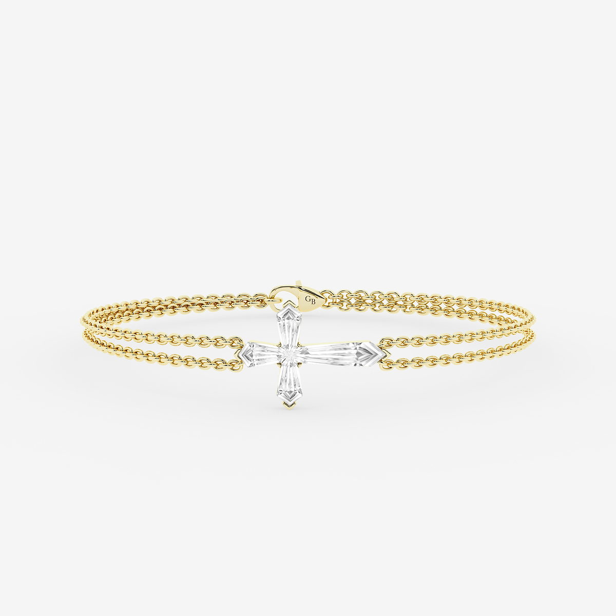 1 2/3 ctw Shield Lab Grown Diamond Cross Double Chain Bracelet - 7 Inches