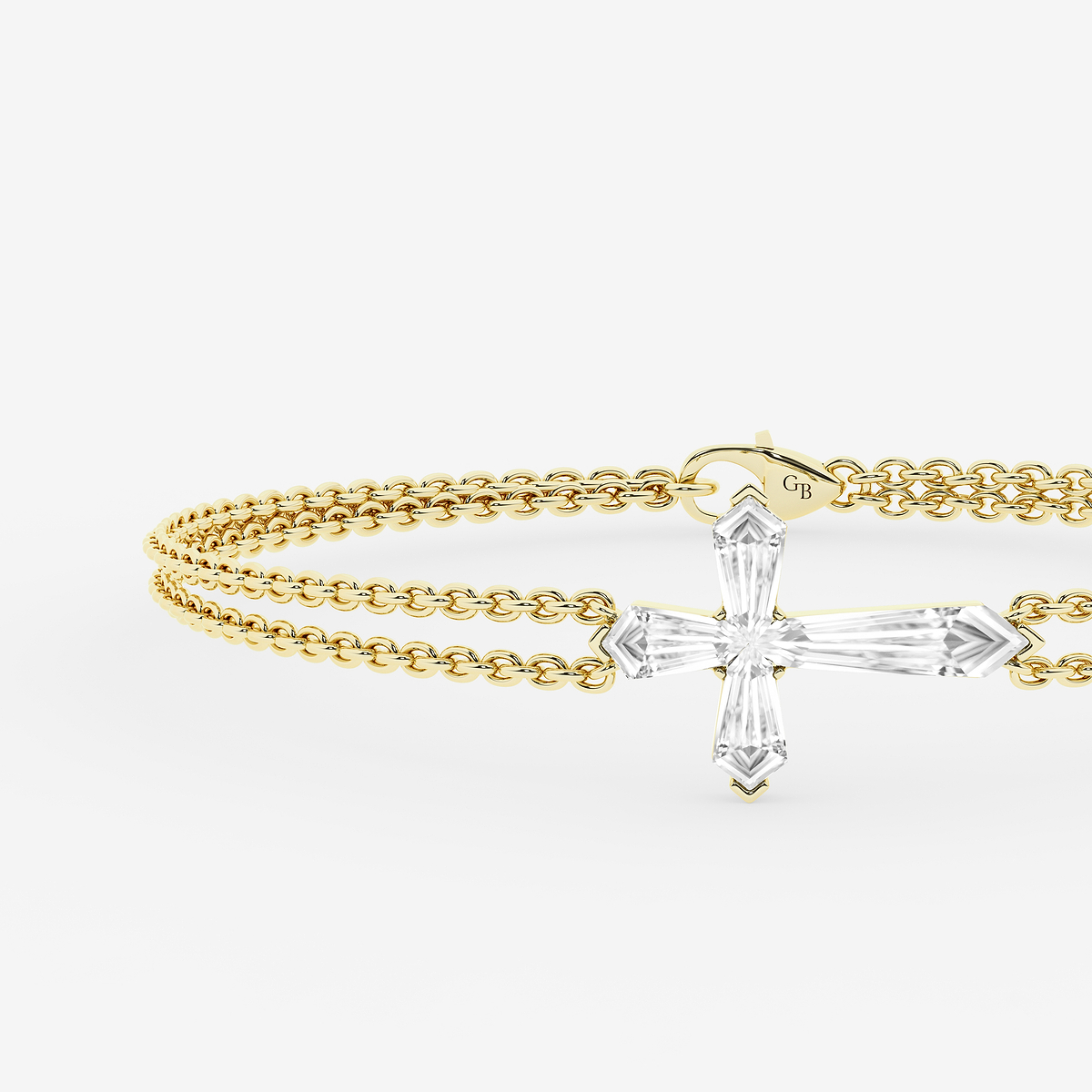 Additional Image 1 for  1 2/3 ctw Shield Lab Grown Diamond Cross Double Chain Bracelet - 7 Inches