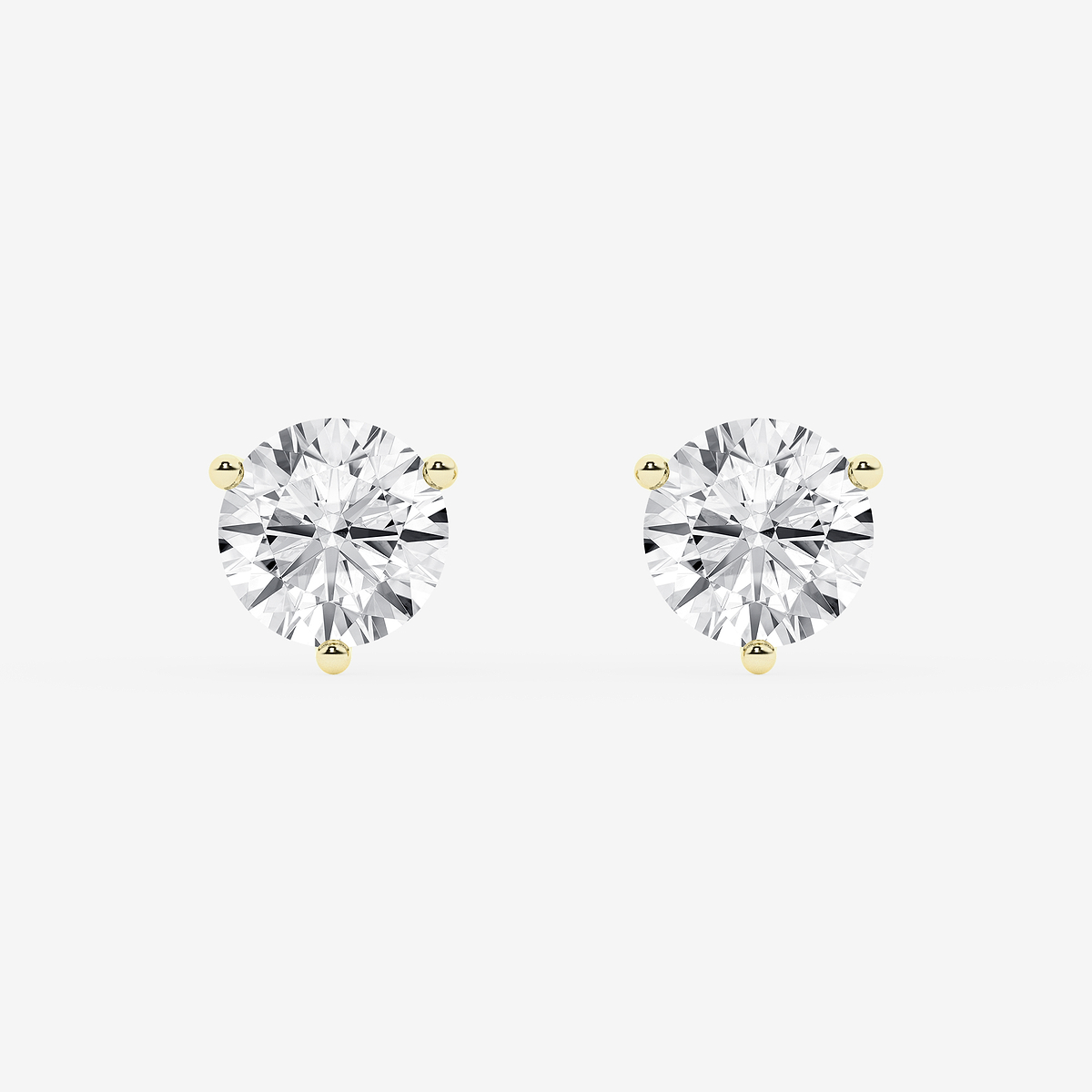 2 ctw Round Colorless Lab Grown Diamond Three Prong Martini Stud Earrings