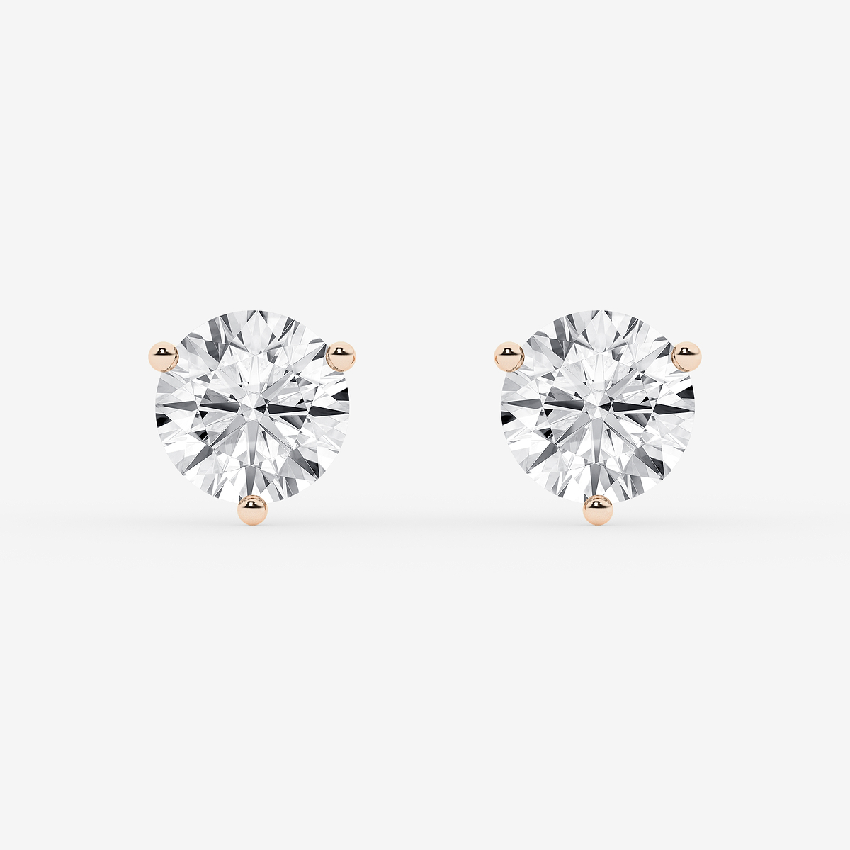 3 ctw Round Colorless Lab Grown Diamond Three Prong Martini Stud Earrings
