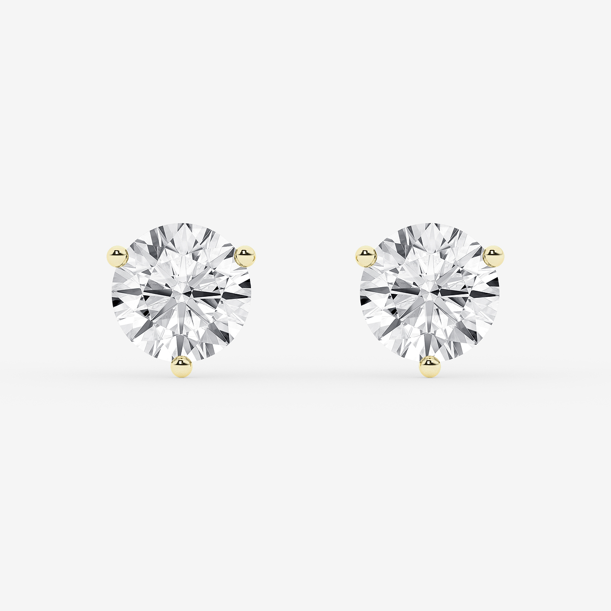 3 ctw Round Colorless Lab Grown Diamond Three Prong Martini Stud Earrings