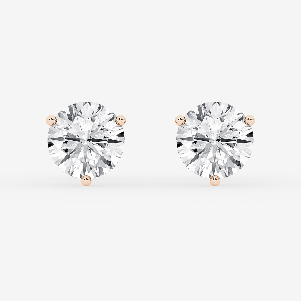 4 ctw Round Colorless Lab Grown Diamond Three Prong Martini Stud Earrings