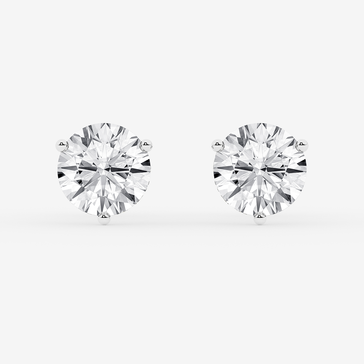 4 ctw Round Colorless Lab Grown Diamond Three Prong Martini Stud Earrings