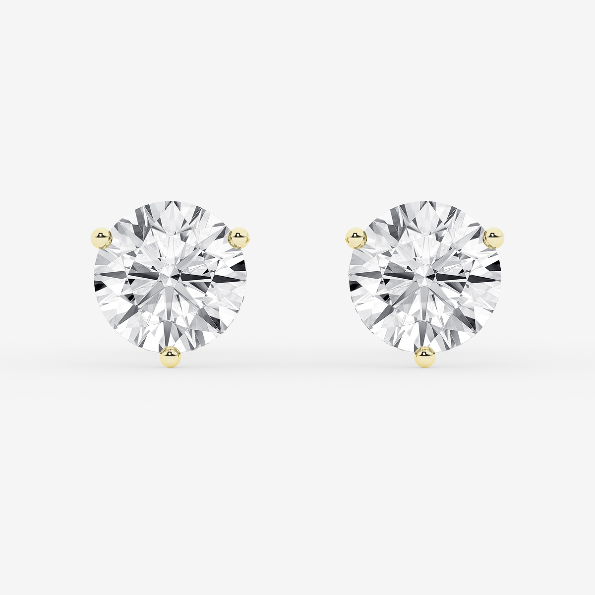 4 ctw Round Colorless Lab Grown Diamond Three Prong Martini Stud Earrings