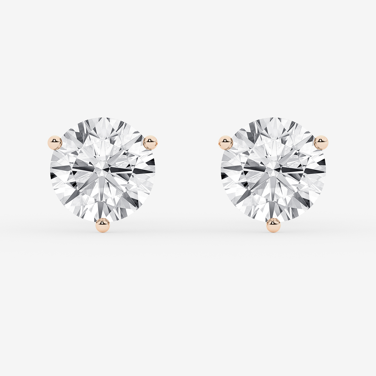 5 ctw Round Colorless Lab Grown Diamond Three Prong Martini Stud Earrings