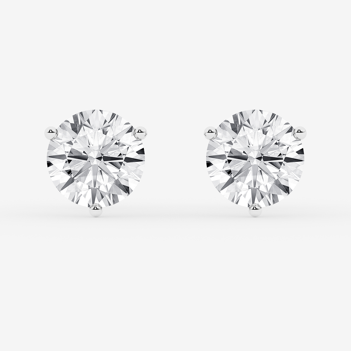 5 ctw Round Colorless Lab Grown Diamond Three Prong Martini Stud Earrings