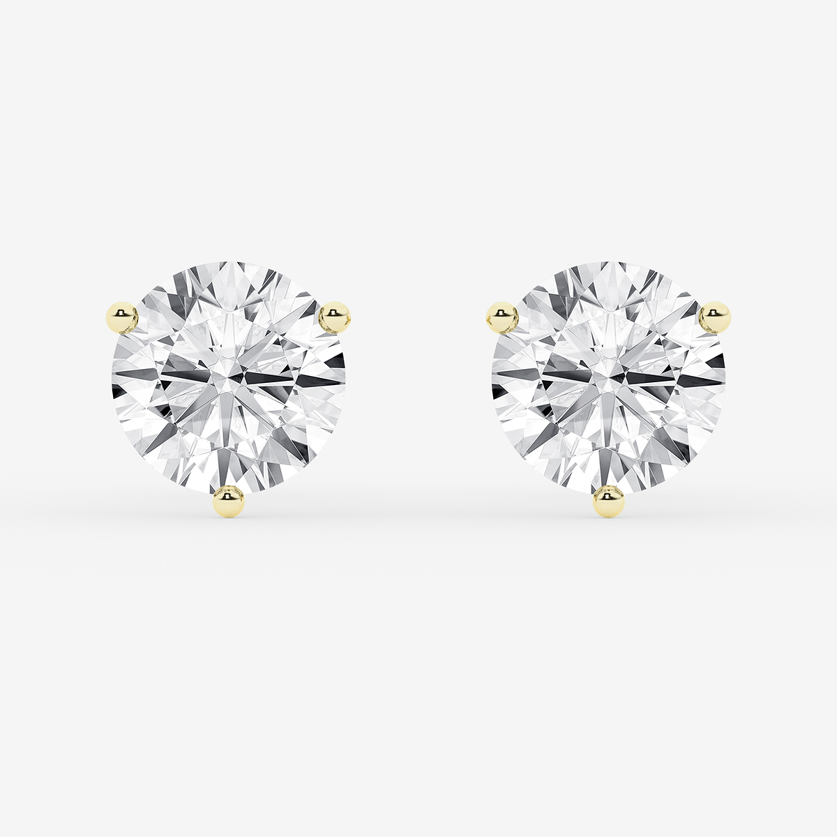 5 ctw Round Colorless Lab Grown Diamond Three Prong Martini Stud Earrings