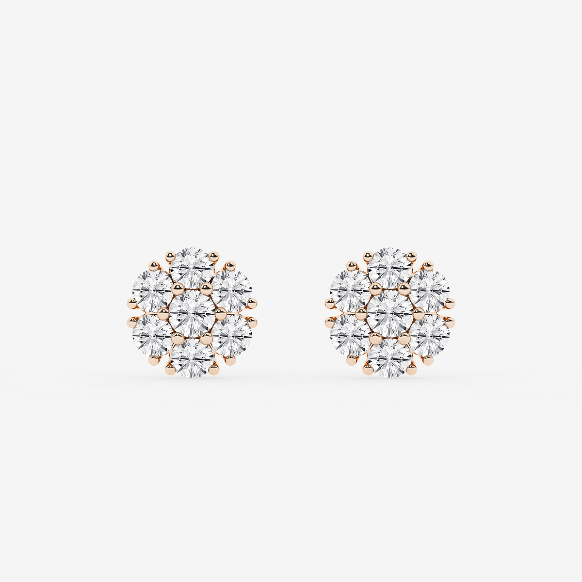 2 ctw Round Lab Grown Diamond Floral Cluster Statement Earrings