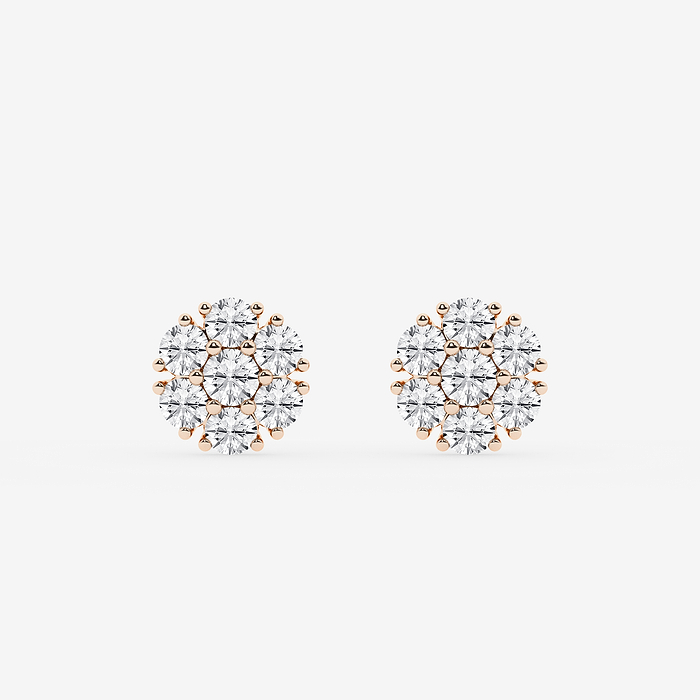 Round Floral Cluster Statement Earrings