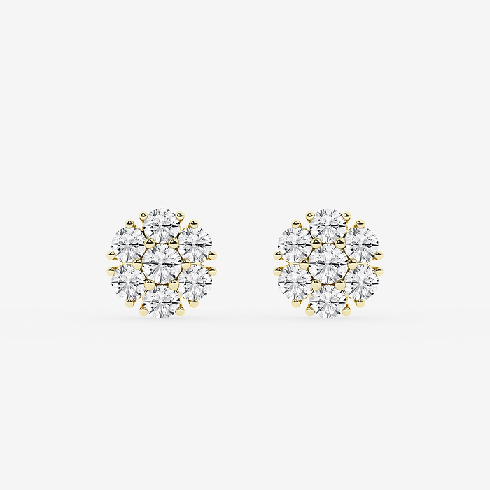 2 ctw Round Lab Grown Diamond Floral Cluster Statement Earrings