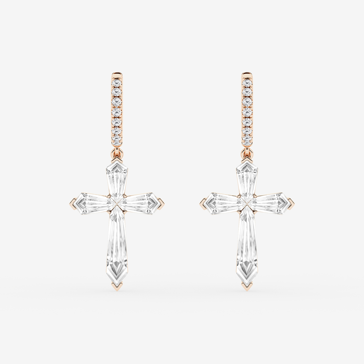 3 1/2 ctw Shield Lab Grown Diamond Cross Dangle Earrings