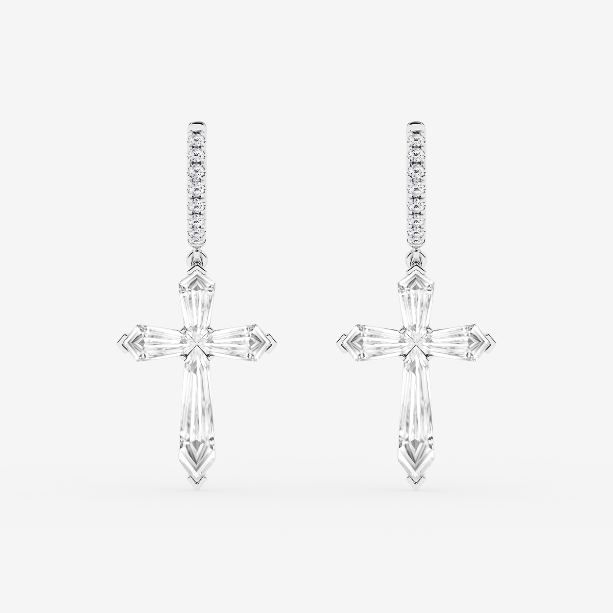 3 1/2 ctw Shield Lab Grown Diamond Cross Dangle Earrings