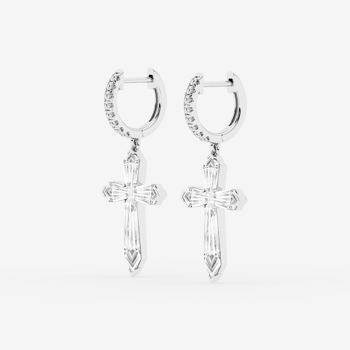 Additional Image 1 for  3 1/2 ctw Shield Lab Grown Diamond Cross Dangle Earrings