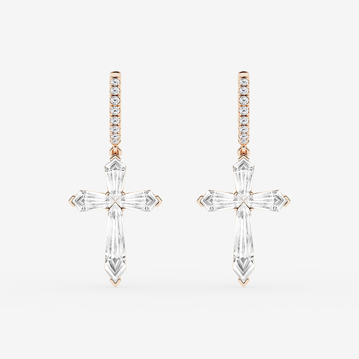 3 1/2 ctw Shield Lab Grown Diamond Cross Dangle Earrings
