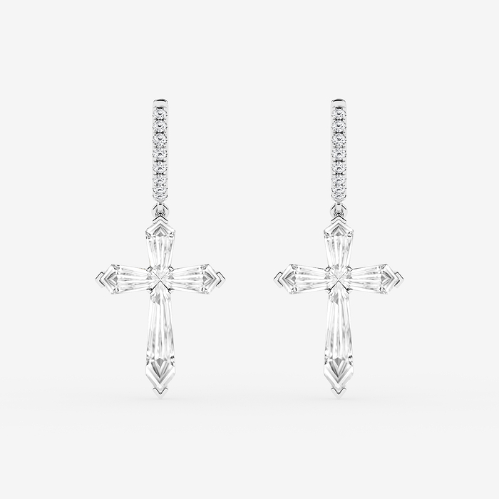 3 1/2 ctw Shield Lab Grown Diamond Cross Dangle Earrings