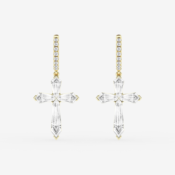 3 1/2 ctw Shield Lab Grown Diamond Cross Dangle Earrings