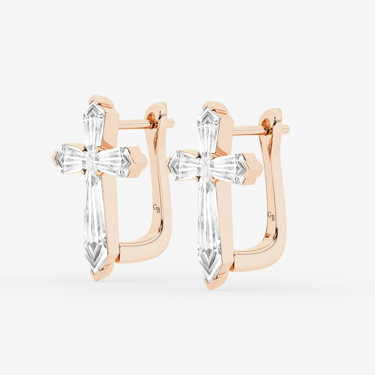 Additional Image 1 for  3 1/3 ctw Shield Lab Grown Diamond Cross Hoop Earrings