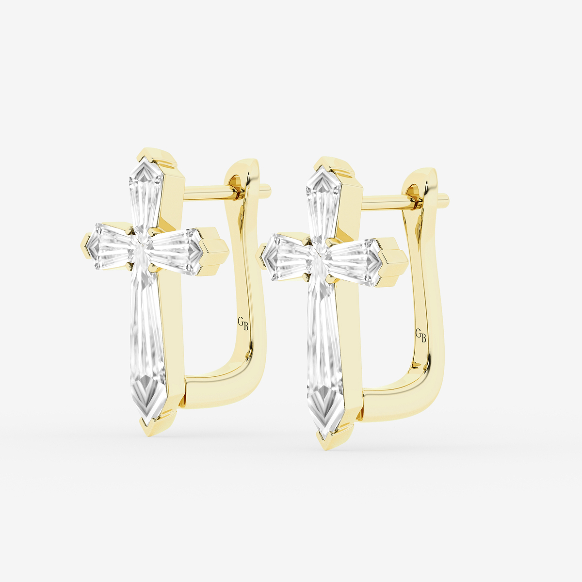 Additional Image 1 for  3 1/3 ctw Shield Lab Grown Diamond Cross Hoop Earrings