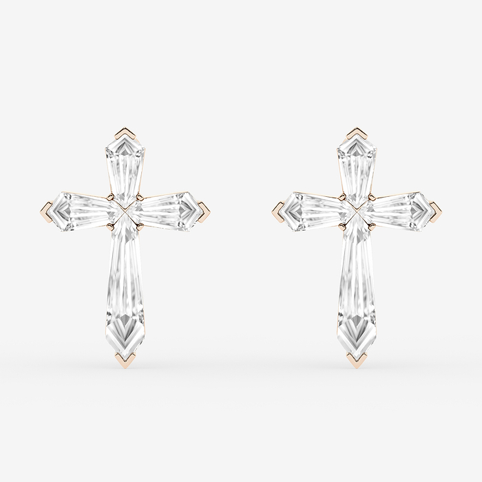 3 1/3 ctw Shield Lab Grown Diamond Cross Hoop Earrings