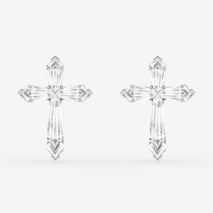 3 1/3 ctw Shield Lab Grown Diamond Cross Hoop Earrings